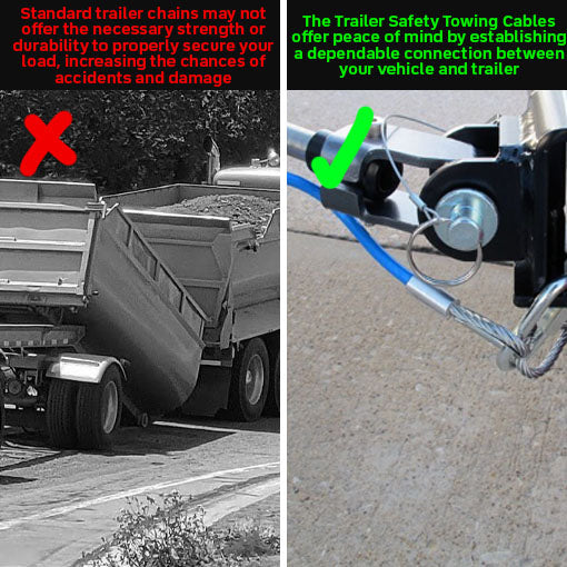 12-Inch Trailer Safety Towing Cables With Snap Hooks - 8000 Lbs Load Capacity, Pair For Tow Bars & Trailers - View #5