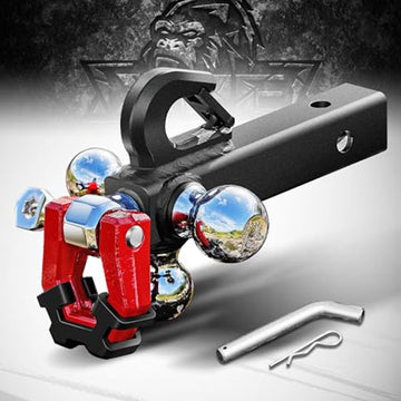 5-in-1 Trailer Hitch Tri-Ball Mount with Hook, Pin, & Shackle