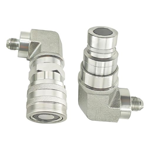 90-Degree 1/2" Flat Face Hydraulic Quick Connect Coupler Set