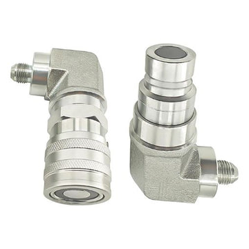 90-Degree 1/2" Flat Face Hydraulic Quick Connect Coupler Set