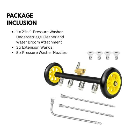 2-in-1 Pressure Washer Undercarriage Cleaner and Water Broom Attachment
