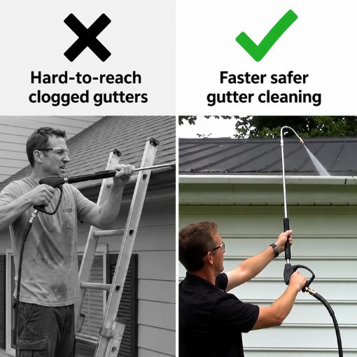 1/4 Quick Connect Gutter Cleaner w/ 5 Nozzle Tips