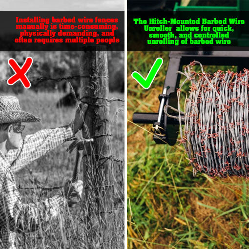 Hitch-mounted Barb Wire Unroller