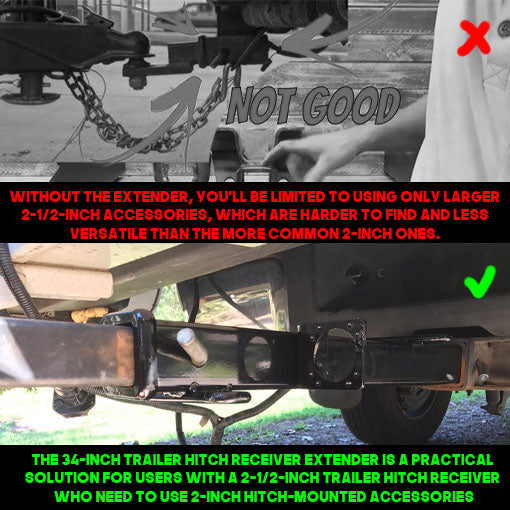 34-inch Trailer Hitch Receiver Extender