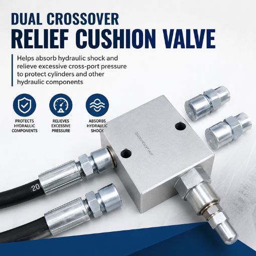 3/8” NPT Ports Dual Crossover Hydraulic Relief Cushion Valve