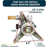 7/8" Shaft Vertical Pressure Washer Pump Replacement 3400 PSI