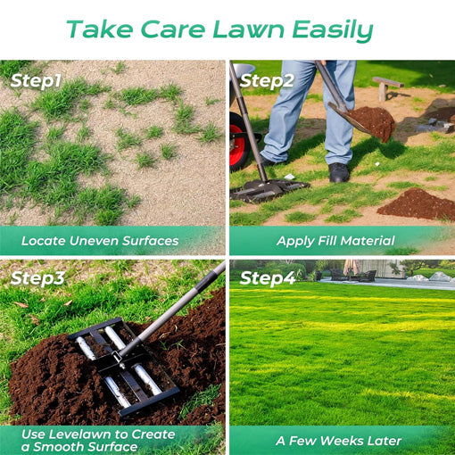 Lawn Leveling Rake with Aluminum Rollers