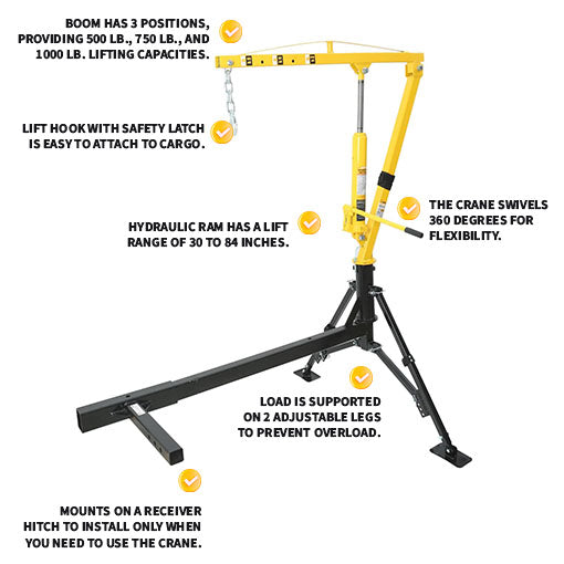 Hydraulic Receiver Hitch-mounted Crane
