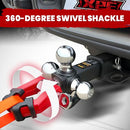 5-in-1 Trailer Hitch Tri-Ball Mount with Hook, Pin, & Shackle-5