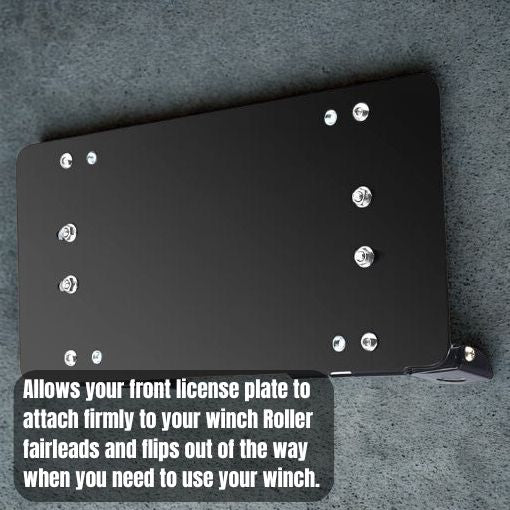 Flip-Up Winch Roller Fairlead Mount License Plate Holder Bracket