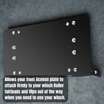 Flip-Up Winch Roller Fairlead Mount License Plate Holder Bracket