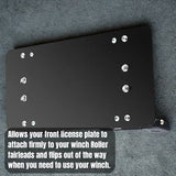Flip-Up Winch Roller Fairlead Mount License Plate Holder Bracket