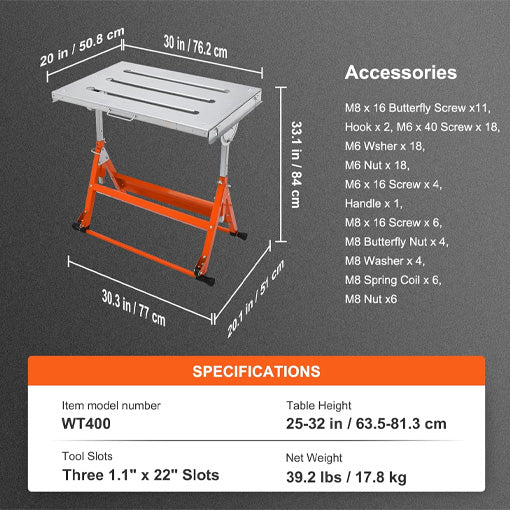 Adjustable Welding Table with Wheels