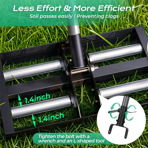 Lawn Leveling Rake with Aluminum Rollers