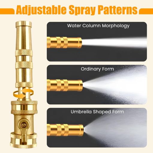 Heavy-Duty Brass Adjustable Twist Hose Nozzle with Valve
