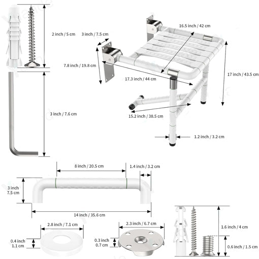 Folding Shower Seat w/ Safety Grab Bar