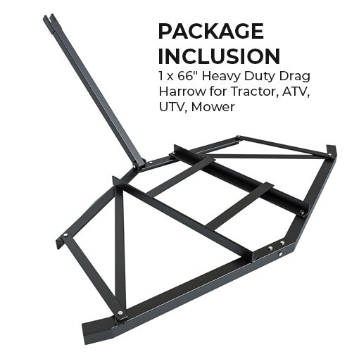 66" Heavy Duty Drag Harrow for Tractor, ATV, UTV, Mower