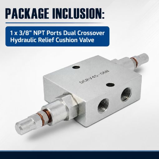 3/8” NPT Ports Dual Crossover Hydraulic Relief Cushion Valve