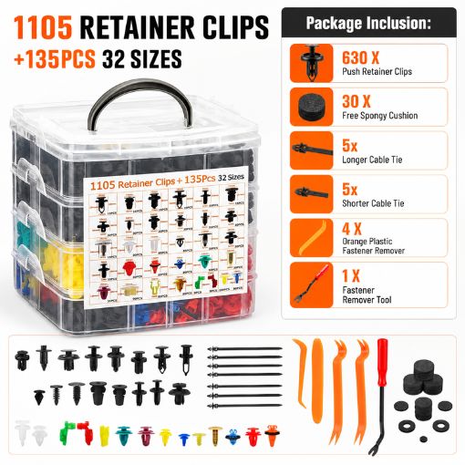 Car Fastener & Trim Kit with FREE 30PCS Spongy Cushion