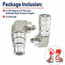 90-Degree 1/2" Flat Face Hydraulic Quick Connect Coupler Set-8