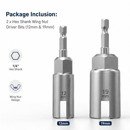 Hex Shank Wing Nut Driver Bits