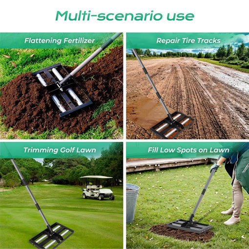 Lawn Leveling Rake with Aluminum Rollers