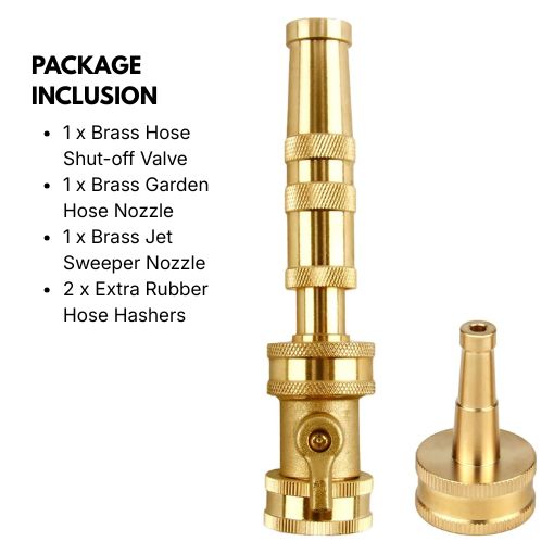Heavy-Duty Brass Adjustable Twist Hose Nozzle with Valve