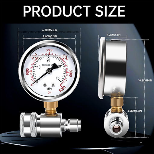 3/8 Inch Quick Connect Pressure Washer Gauge