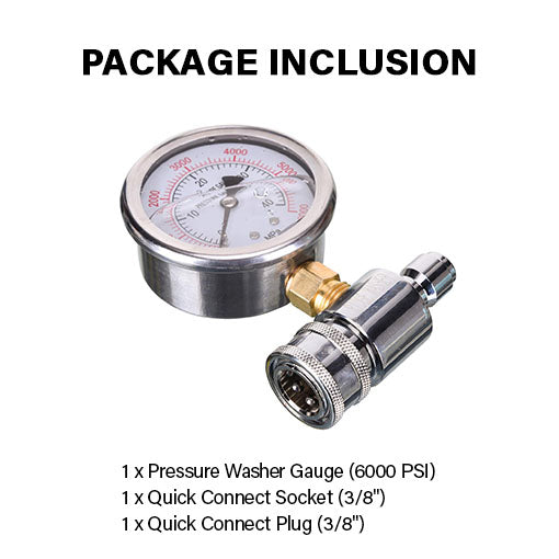 3/8 Inch Quick Connect Pressure Washer Gauge