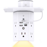 9-Plug Wall Outlet Extender With Night Light & Shelf