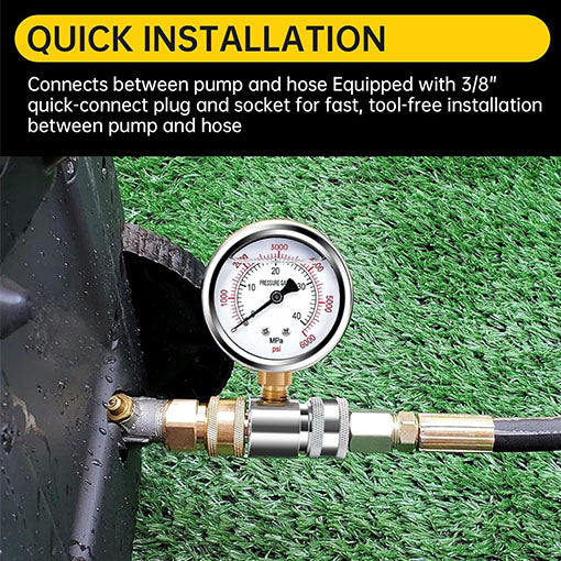 3/8 Inch Quick Connect Pressure Washer Gauge