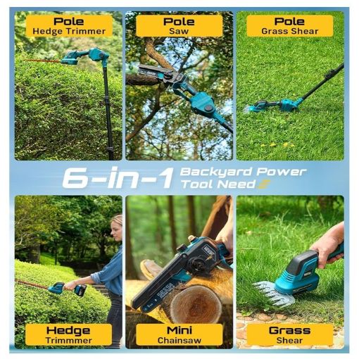 6-in-1 Cordless Pole Saw & Hedge Trimmer