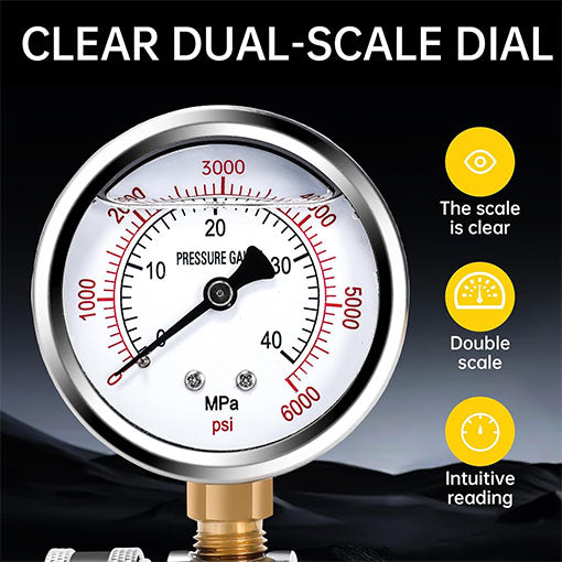 3/8 Inch Quick Connect Pressure Washer Gauge