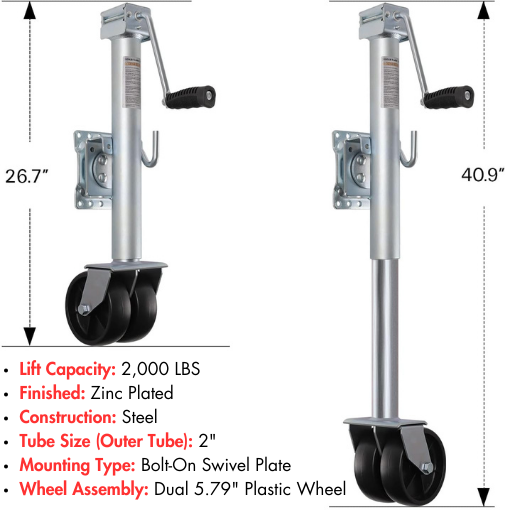 Heavy-Duty Dual Wheel Trailer Jack