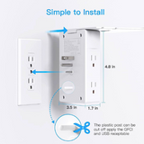 9-Plug Wall Outlet Extender With Night Light & Shelf