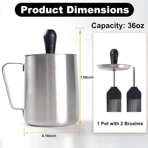 Stainless Steel Basting Pot And Brush Set