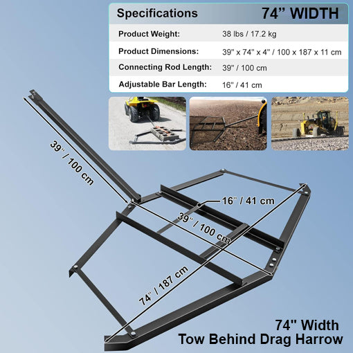 Tow Behind Drag Harrow