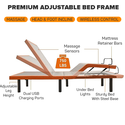 Cozy Adjustable Bed Frame & Mattress