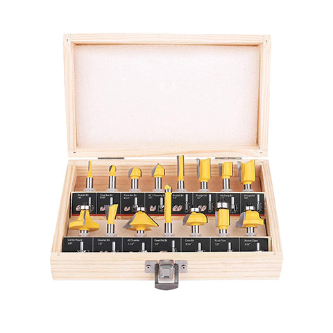 15pcs 1/4 Shank Router Bits Kit