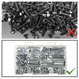 Unorganized nuts and bolts VS 172-piece Nut and Bolt in an organized kit