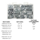 Bolt, nut, flat and lock washers sizes