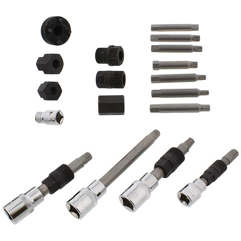 18-Piece Alternator Pulley Decoupler Tool Kit Inclusions
