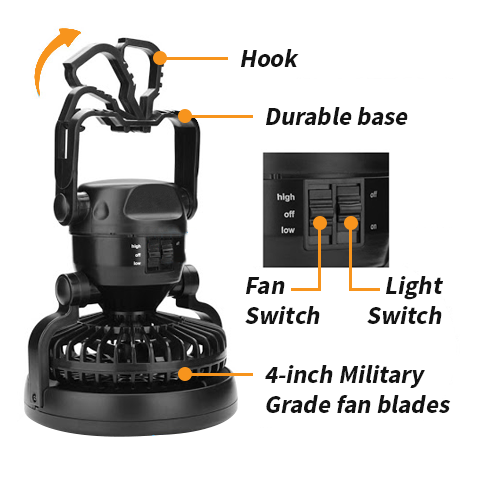 2-in-1 Camping Lantern w/ Fan