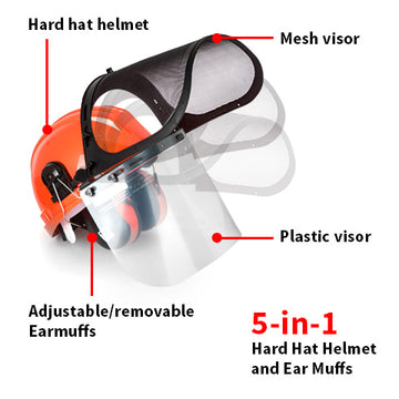 5-in-1 Hard Hat Helmet and Ear Muffs - 0