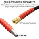 The 50 FT Pressure Washer Hose is quick to connect and disconnect.