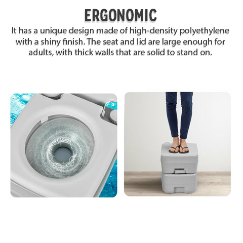 Ergonomic 5 Gallon Portable Flush Toilet 
