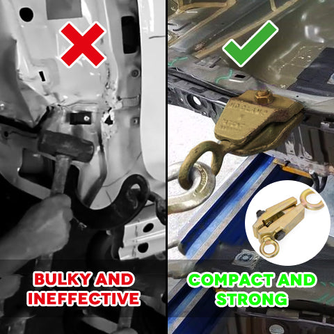 Using bulky clamps VS using our 5 Ton 2-Way Auto Body Pull Clamp