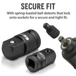Guaranteed Secure Fit of 8 Piece Impact Socket Adapter and Reducer Set