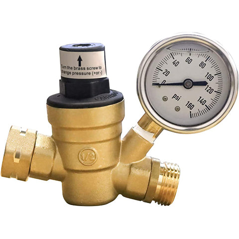 RV Water Pressure Regulator With Gauge