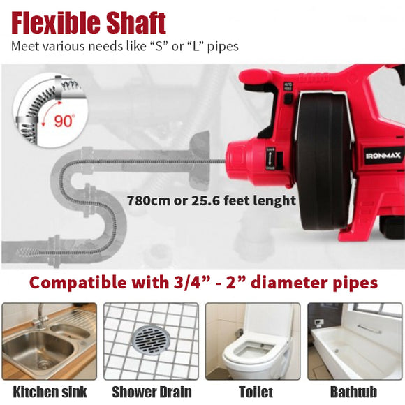 18V Cordless Drain Snake Auger Drill